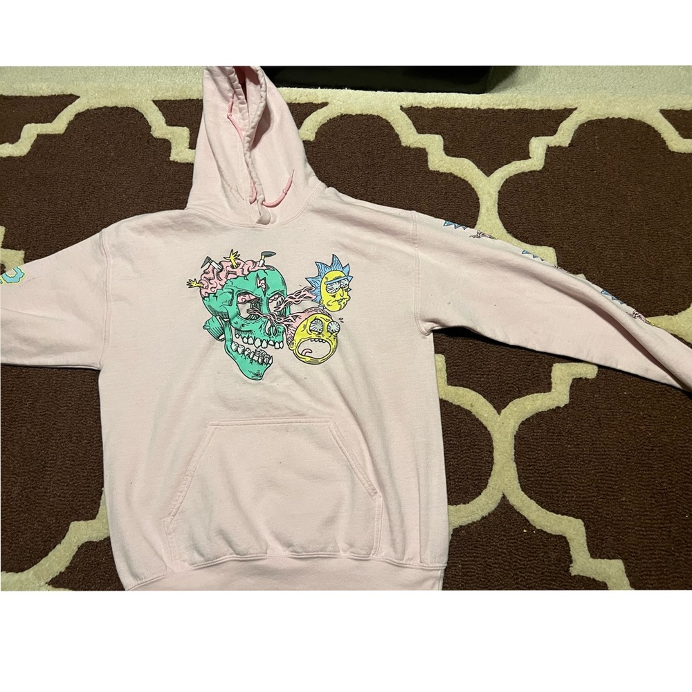 Rick and Morty trippy baby pink hoodie
